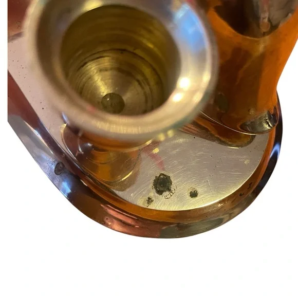 Vintage Brass Swan Double Candlestick Holder Patina MCM Shelf Decor Taiwan 5.5" - Picture 7 of 9